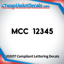 Load image into Gallery viewer, MCC Number Decal Sticker (Set of 2)