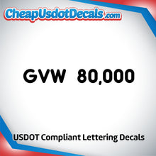 Load image into Gallery viewer, GVW (GVWR) Number Decal Sticker (Set of 2)