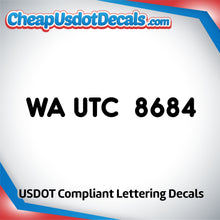 Load image into Gallery viewer, WA UTC Number Decal Sticker (Set of 2)