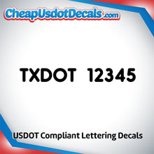 Load image into Gallery viewer, TXDOT (TXDMV) Number Decal Sticker (Set of 2)