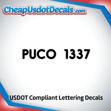 Load image into Gallery viewer, PUCO Number Decal Sticker (Set of 2)