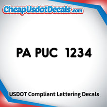Load image into Gallery viewer, PA PUC Number Decal Sticker (Set of 2)