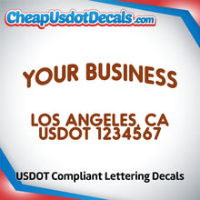 Load image into Gallery viewer, Arched Business Name Door Decal with Origin & USDOT Number (Set of 2)