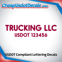 Load image into Gallery viewer, Trucking Business Name with USDOT Number Decal Sticker (Set of 2)