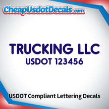 Load image into Gallery viewer, Trucking Business Name with US DOT Number Decal Sticker (Set of 2)