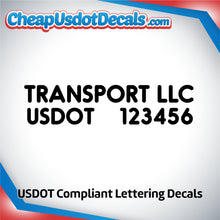 Load image into Gallery viewer, Transport Name with USDOT Number Sticker Decal (Set of 2)