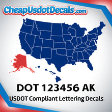 Load image into Gallery viewer, USDOT Number Decal Sticker Alaska (Set of 2)
