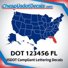 Load image into Gallery viewer, USDOT Number Decal Sticker Florida (Set of 2)