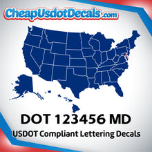 Load image into Gallery viewer, USDOT Number Decal Sticker Maryland (Set of 2)