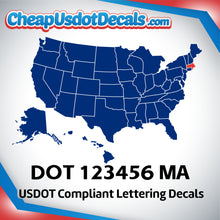 Load image into Gallery viewer, USDOT Number Decal Sticker Massachusetts (Set of 2)