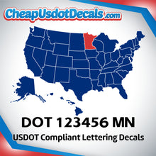 Load image into Gallery viewer, USDOT Number Decal Sticker Minnesota (Set of 2)
