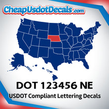 Load image into Gallery viewer, USDOT Number Decal Sticker Nebraska (Set of 2)