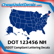 Load image into Gallery viewer, USDOT Number Decal Sticker New Hampshire (Set of 2)