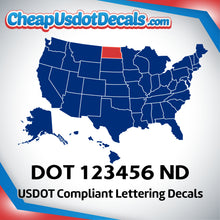 Load image into Gallery viewer, USDOT Number Decal Sticker North Dakota (Set of 2)
