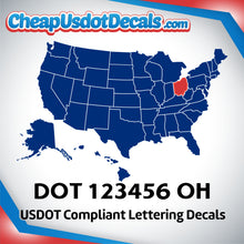 Load image into Gallery viewer, USDOT Number Decal Sticker Ohio (Set of 2)