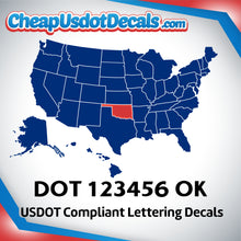 Load image into Gallery viewer, USDOT Number Decal Sticker Oklahoma (Set of 2)