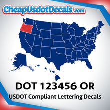 Load image into Gallery viewer, USDOT Number Decal Sticker Oregon (Set of 2)