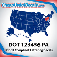 Load image into Gallery viewer, USDOT Number Decal Sticker Pennsylvania (Set of 2)