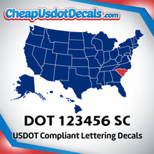 Load image into Gallery viewer, USDOT Number Decal Sticker South Carolina (Set of 2)