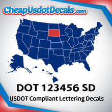 Load image into Gallery viewer, USDOT Number Decal Sticker South Dakota (Set of 2)