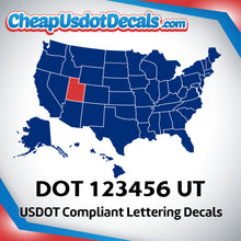Load image into Gallery viewer, USDOT Number Decal Sticker Utah (Set of 2)