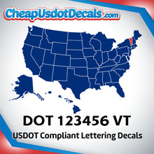 Load image into Gallery viewer, USDOT Number Decal Sticker Vermont (Set of 2)