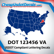 Load image into Gallery viewer, USDOT Number Decal Sticker Virginia (Set of 2)