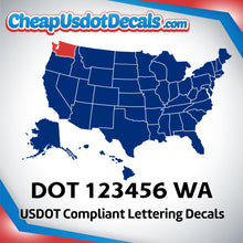 Load image into Gallery viewer, USDOT Number Decal Sticker Washington (Set of 2)