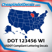 Load image into Gallery viewer, USDOT Number Decal Sticker Wisconsin (Set of 2)