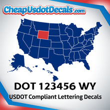 Load image into Gallery viewer, USDOT Number Decal Sticker Wyoming (Set of 2)