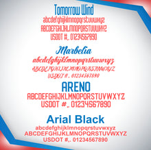 Load image into Gallery viewer, 3 Lines of Text Company Name, USDOT & MC Lettering Decals (Set of 2)