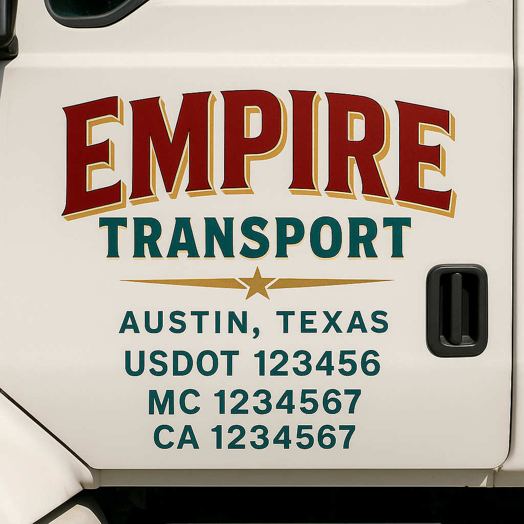 Custom Truck Door Decal Sticker Label Signs For Compliance | USDOT Truck Door Decal Lettering For Trucking & Transport Companies