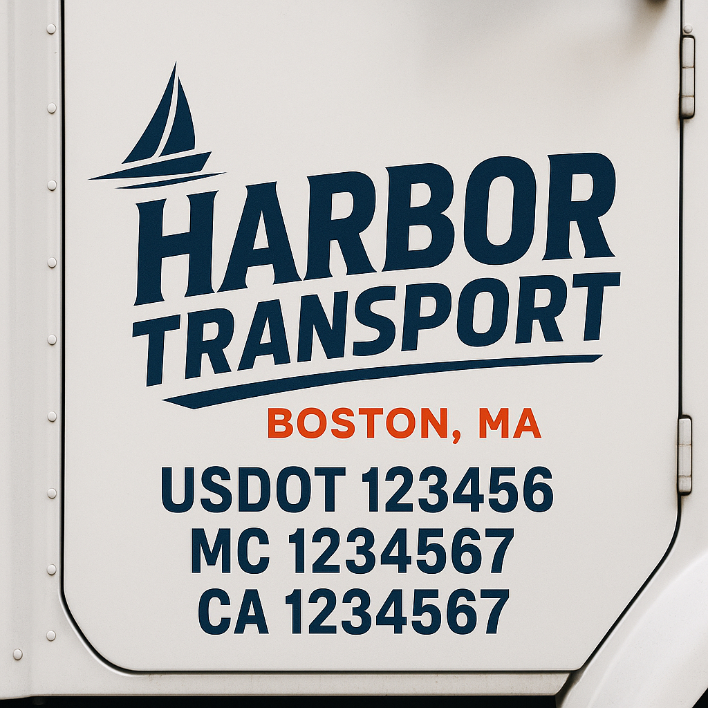 Custom Truck Door Decal Sticker Label Signs For Compliance | USDOT Truck Door Decal Lettering For Trucking & Transport Companies