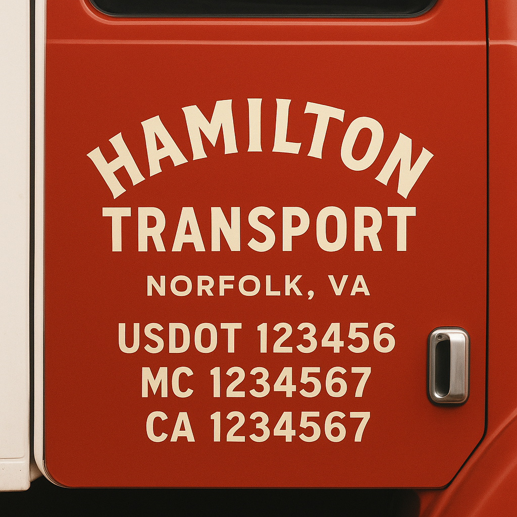 Custom Truck Door Decal Sticker Label Signs For Compliance | USDOT Truck Door Decal Lettering For Trucking & Transport Companies