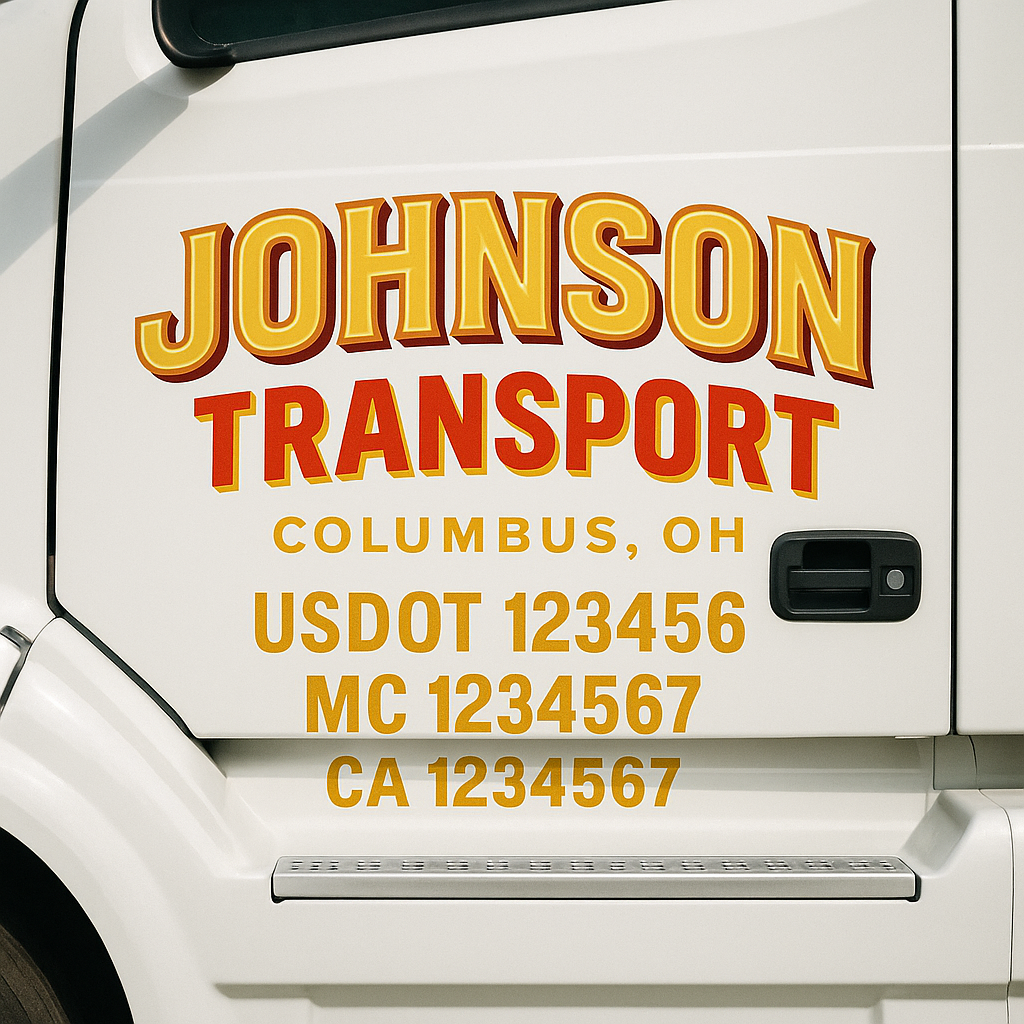 Custom Truck Door Decal Sticker Label Signs For Compliance | USDOT Truck Door Decal Lettering For Trucking & Transport Companies