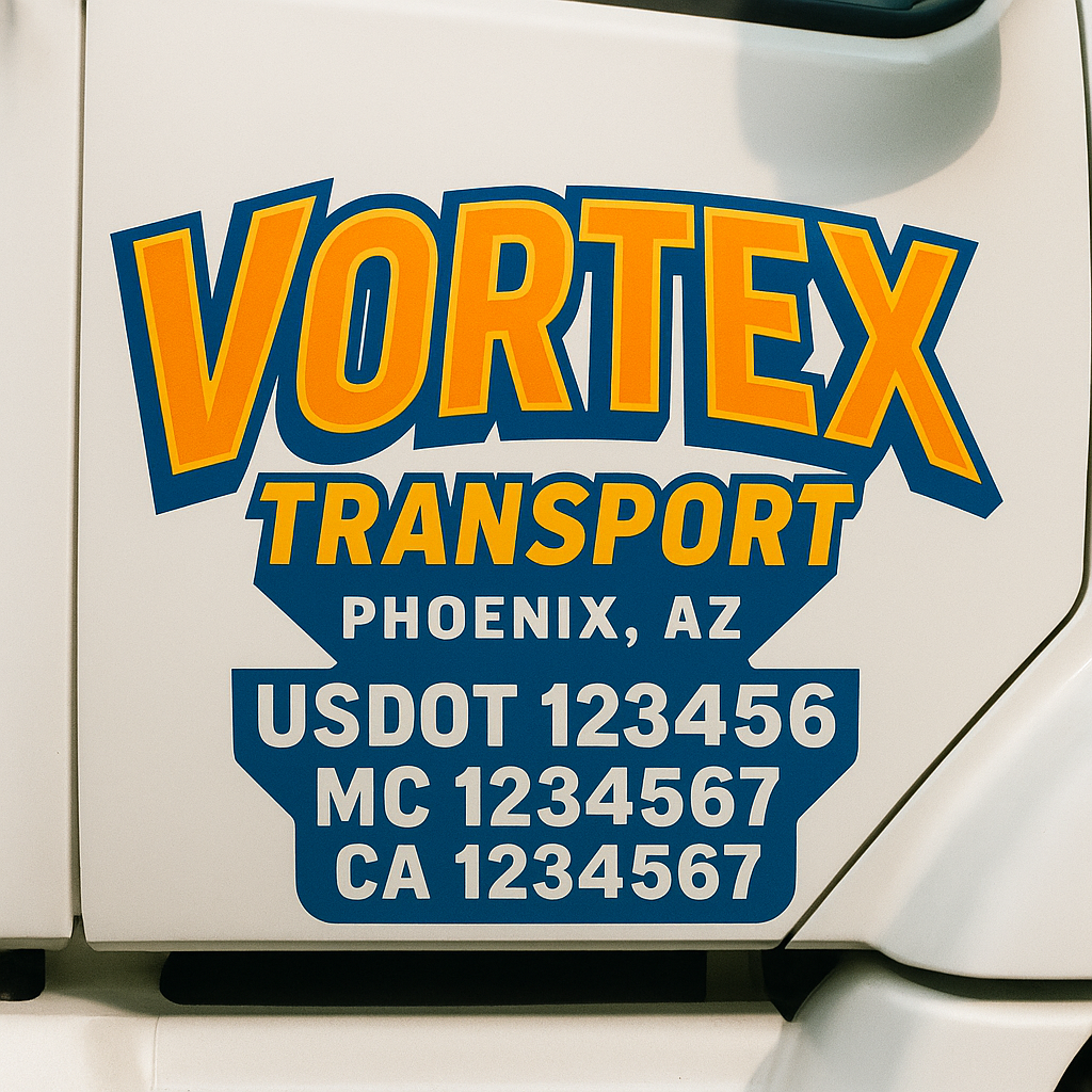 Custom Truck Door Decal Sticker Label Signs For Compliance | USDOT Truck Door Decal Lettering For Trucking & Transport Companies