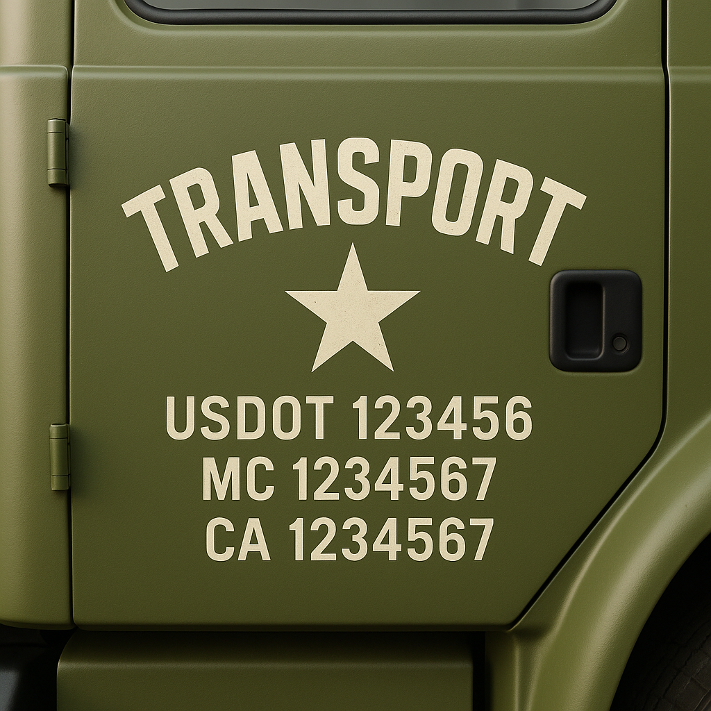Custom Truck Door Decal Sticker Label Signs For Compliance | USDOT Truck Door Decal Lettering For Trucking & Transport Companies