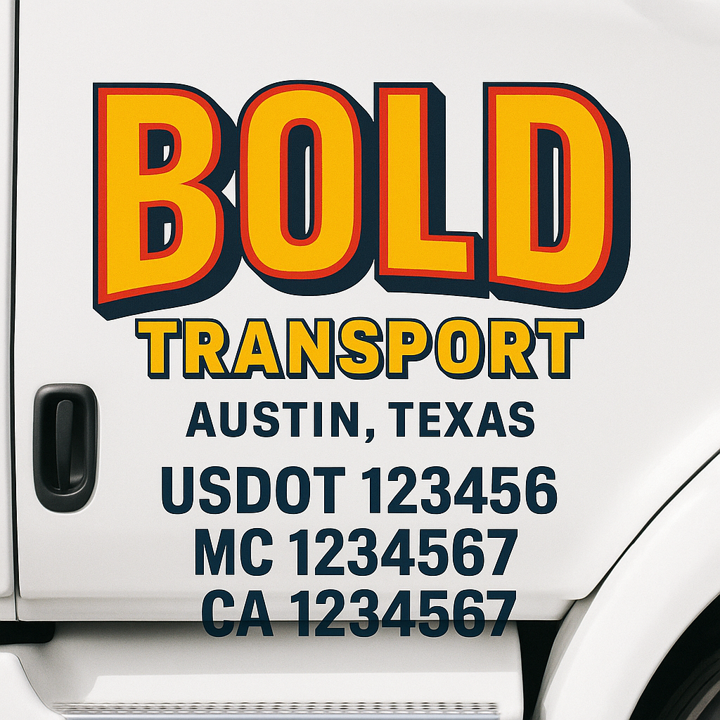 Custom Truck Door Decal Sticker Label Signs For Compliance | USDOT Truck Door Decal Lettering For Trucking & Transport Companies