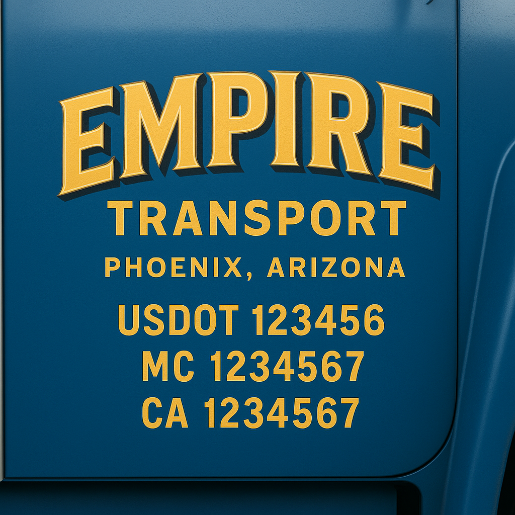 Custom Truck Door Decal Sticker Label Signs For Compliance | USDOT Truck Door Decal Lettering For Trucking & Transport Companies
