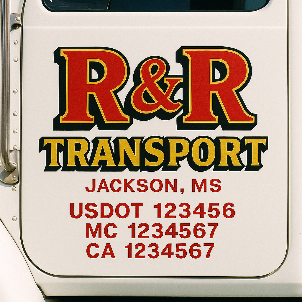Custom Truck Door Decal Sticker Label Signs For Compliance | USDOT Truck Door Decal Lettering For Trucking & Transport Companies