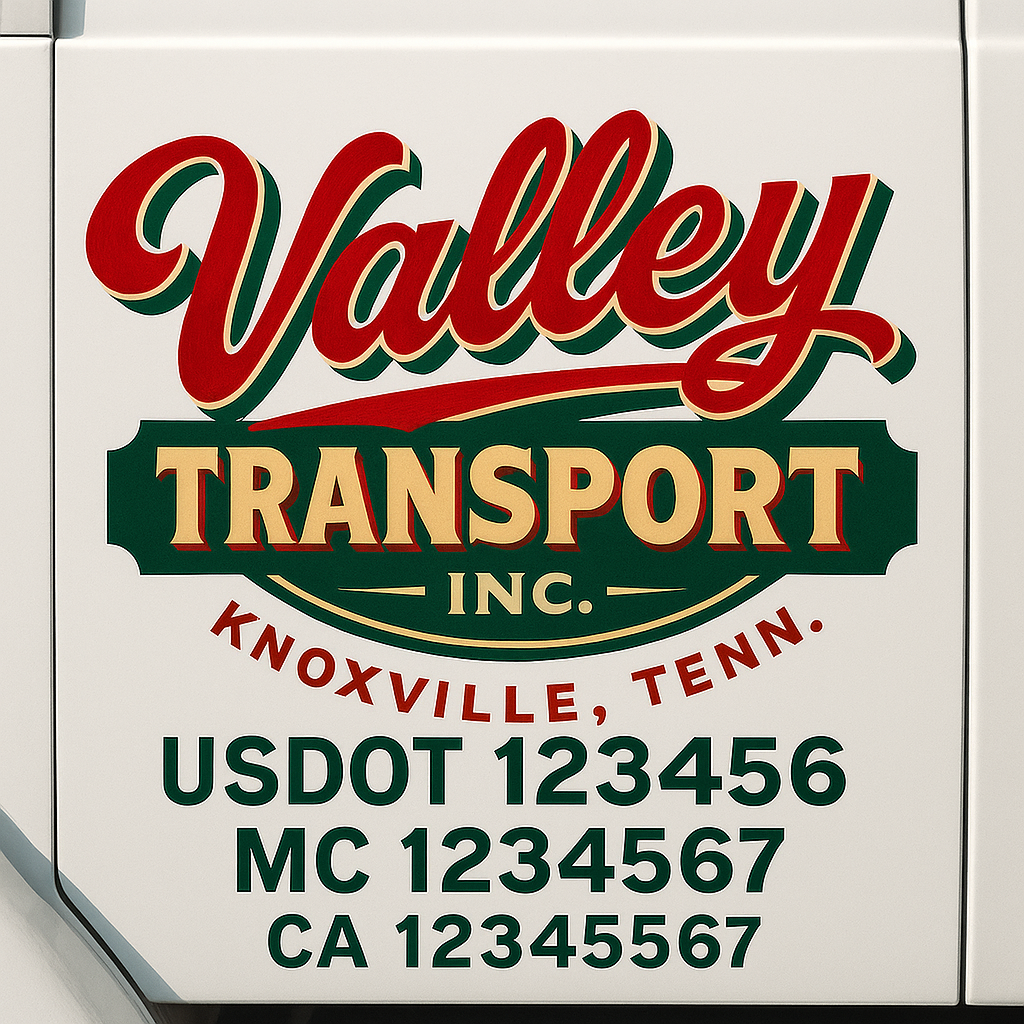 Custom Truck Door Decal Sticker Label Signs For Compliance | USDOT Truck Door Decal Lettering For Trucking & Transport Companies