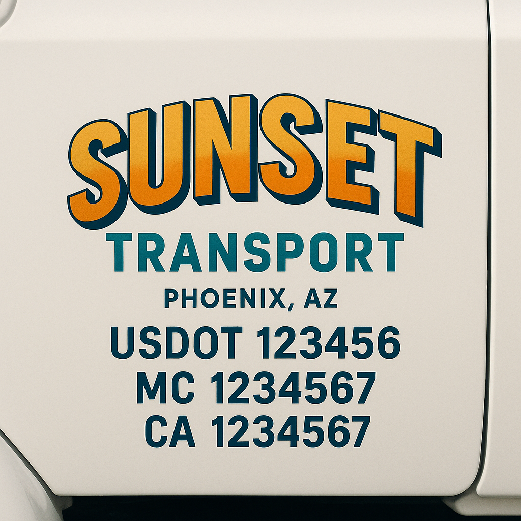 Custom Truck Door Decal Sticker Label Signs For Compliance | USDOT Truck Door Decal Lettering For Trucking & Transport Companies
