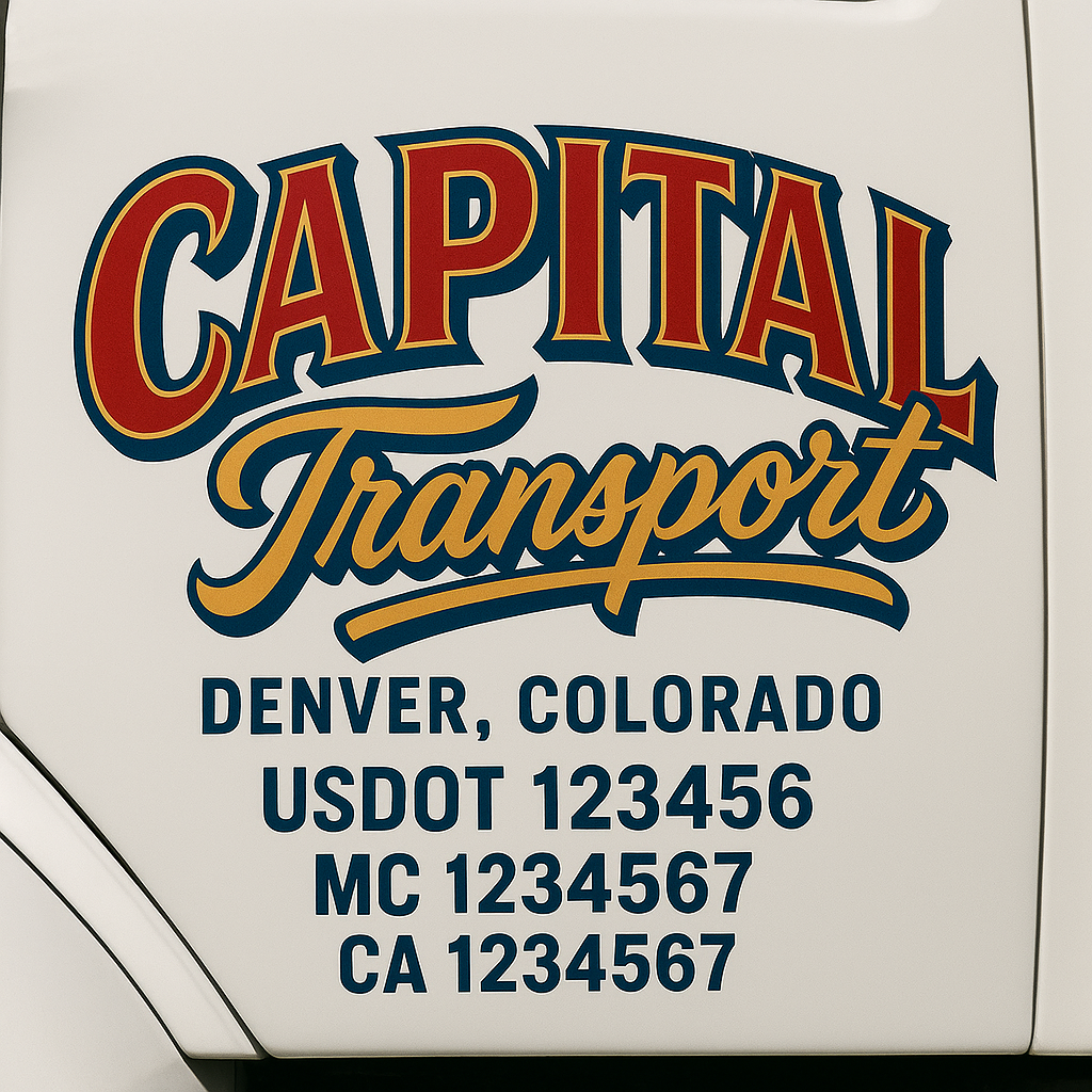 Custom Truck Door Decal Sticker Label Signs For Compliance | USDOT Truck Door Decal Lettering For Trucking & Transport Companies