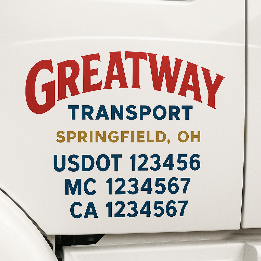 Custom Truck Door Decal Sticker Label Signs For Compliance | USDOT Truck Door Decal Lettering For Trucking & Transport Companies