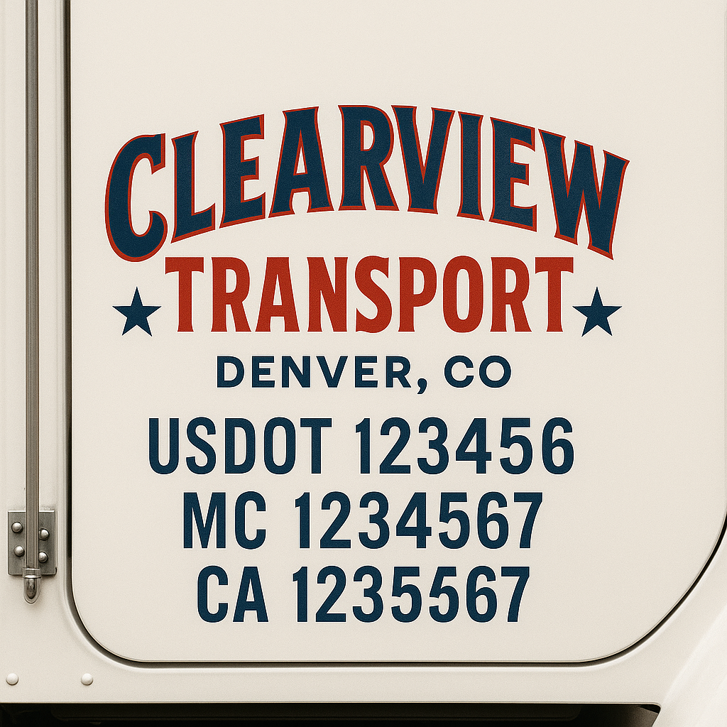 Custom Truck Door Decal Sticker Label Signs For Compliance | USDOT Truck Door Decal Lettering For Trucking & Transport Companies