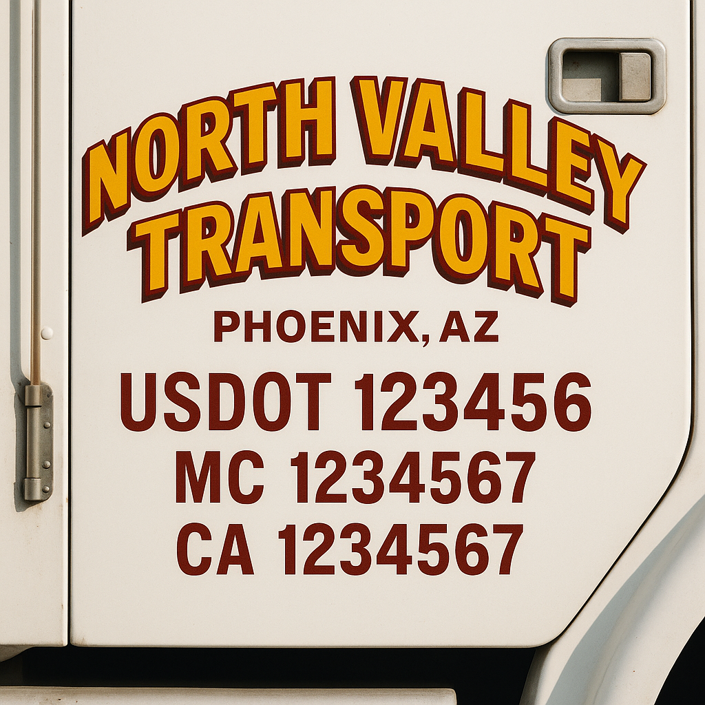 Custom Truck Door Decal Sticker Label Signs For Compliance | USDOT Truck Door Decal Lettering For Trucking & Transport Companies
