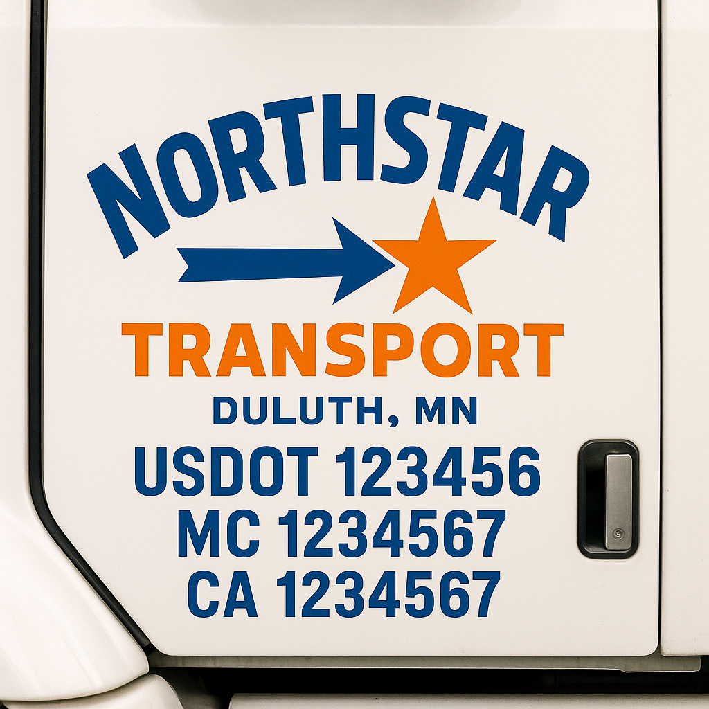 Custom Truck Door Decal Sticker Label Signs For Compliance | USDOT Truck Door Decal Lettering For Trucking & Transport Companies