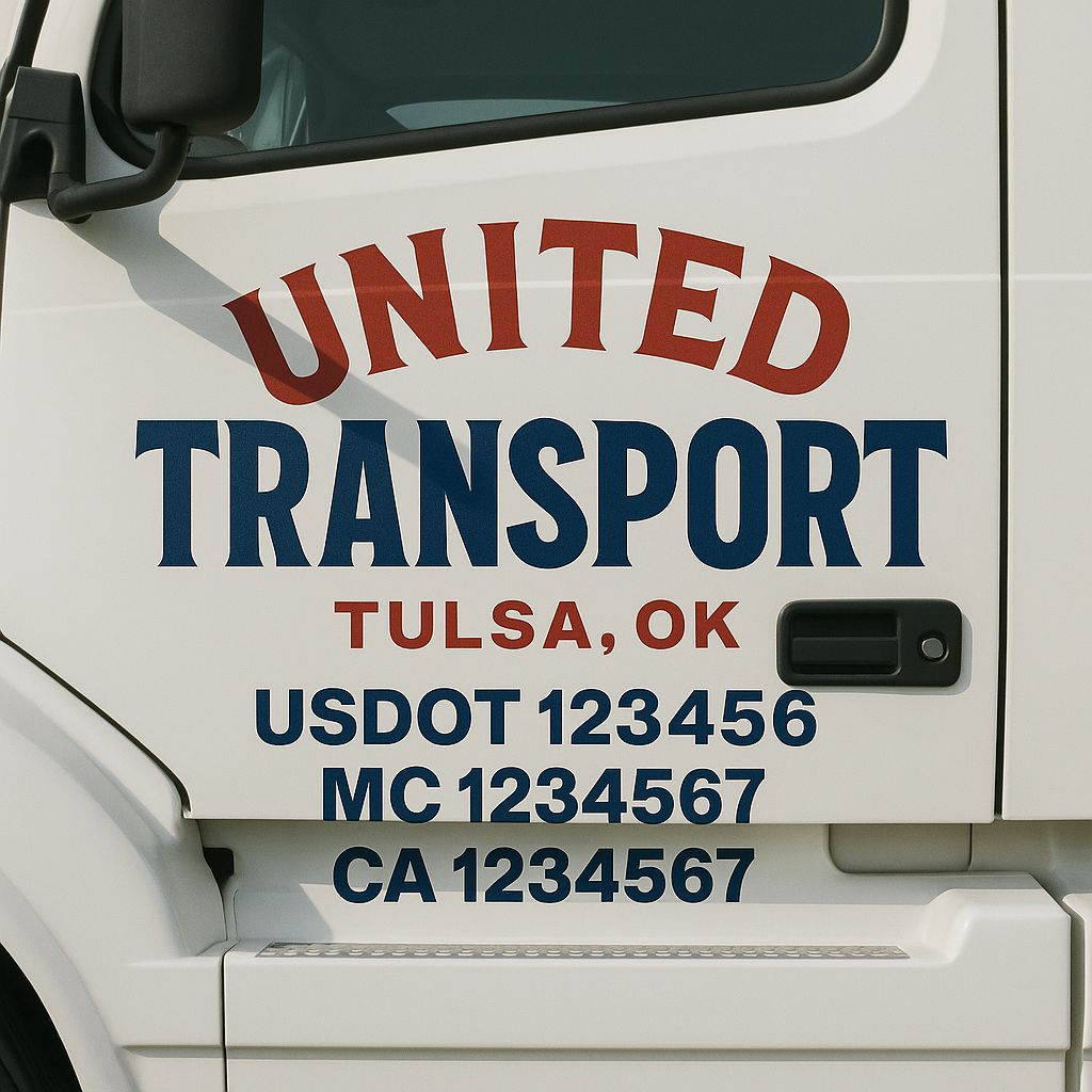 Custom Truck Door Decal Sticker Label Signs For Compliance | USDOT Truck Door Decal Lettering For Trucking & Transport Companies