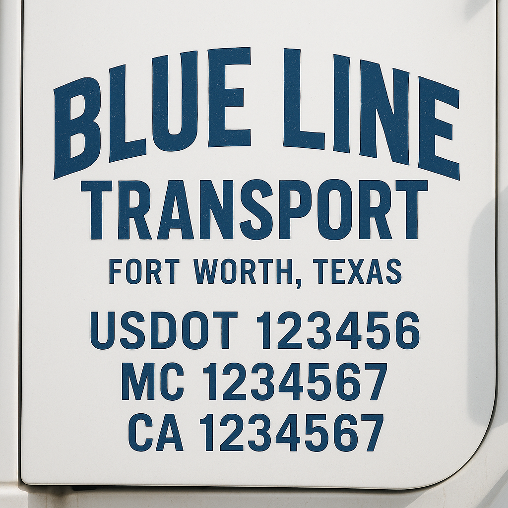 Custom Truck Door Decal Sticker Label Signs For Compliance | USDOT Truck Door Decal Lettering For Trucking & Transport Companies