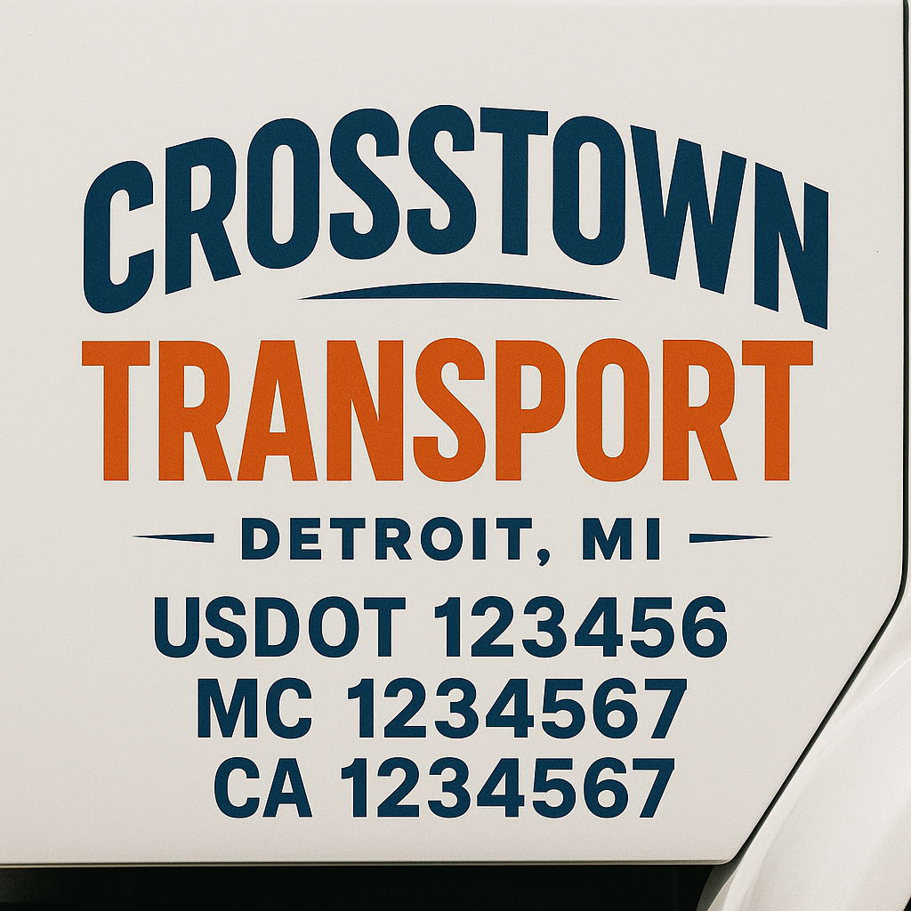 Custom Truck Door Decal Sticker Label Signs For Compliance | USDOT Truck Door Decal Lettering For Trucking & Transport Companies
